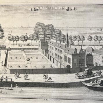 [Antique print, etching, The Hague] 'T Leproos-Huis (Gezicht op het Leprozenhuis te Den Haag), published around 1736, 1 p.