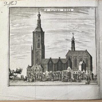 [Antique print, etching] St Jacobs kerk in The Hague, published ca. 1730, 1 p.