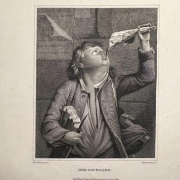[Antique print, gastronomy] Der Gourmand, the glutton, by W. Hessloehl, publishing date unknown, 1 p.