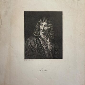 [Antique copperengraving, Molière, 1850] Portrait print of Molière, engraved by Adrian Schleich, published 1850, 1 p.