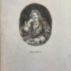 [Antique copperengraving, Molière, ca 1850] Portrait print of Molière with arms leaning on two books, engraved by possibly Ficquet, published around 1850, 1 p.