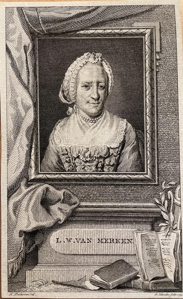 [Antique etching, writer Lucretia van Merken, 1799] Portrait print of Lucretia Wilhelmina van Merken (De Winter), published 1799, 1 p.