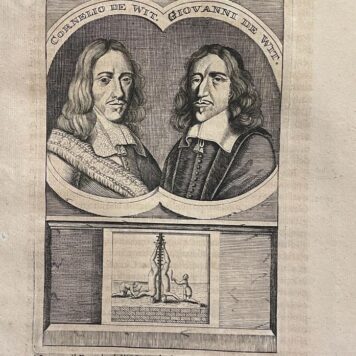 [Antique engraving, bookillustration, Gebroeders de Witt, ca 1700] Portrait print of Johan and Cornelis de Witt: Cornelio de Wit & Giovanni de Wit, published around 1700, 1 p.