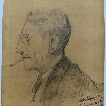 [Original pencildrawing, pentekening] Portrait of a man/possibly self portrait by Albert Mauerique?/Maurice?, signed, 1936, 1 p.