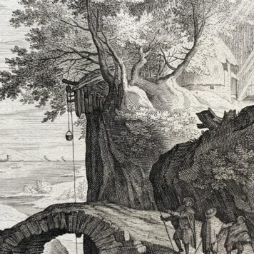 [Antique print, engraving] Riverscape with a stone bridge and a wooden bridge, A. Sadeler, published ca. 1580-1629, 1 p.