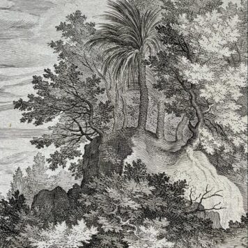 [Antique print, engraving] Mountainous landscape with a hermit, A. Sadeler, published ca. 1580-1629, 1 p.