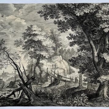 [Antique print, engraving] Wooded landscape, A. Sadeler, published ca. 1600, 1 p.