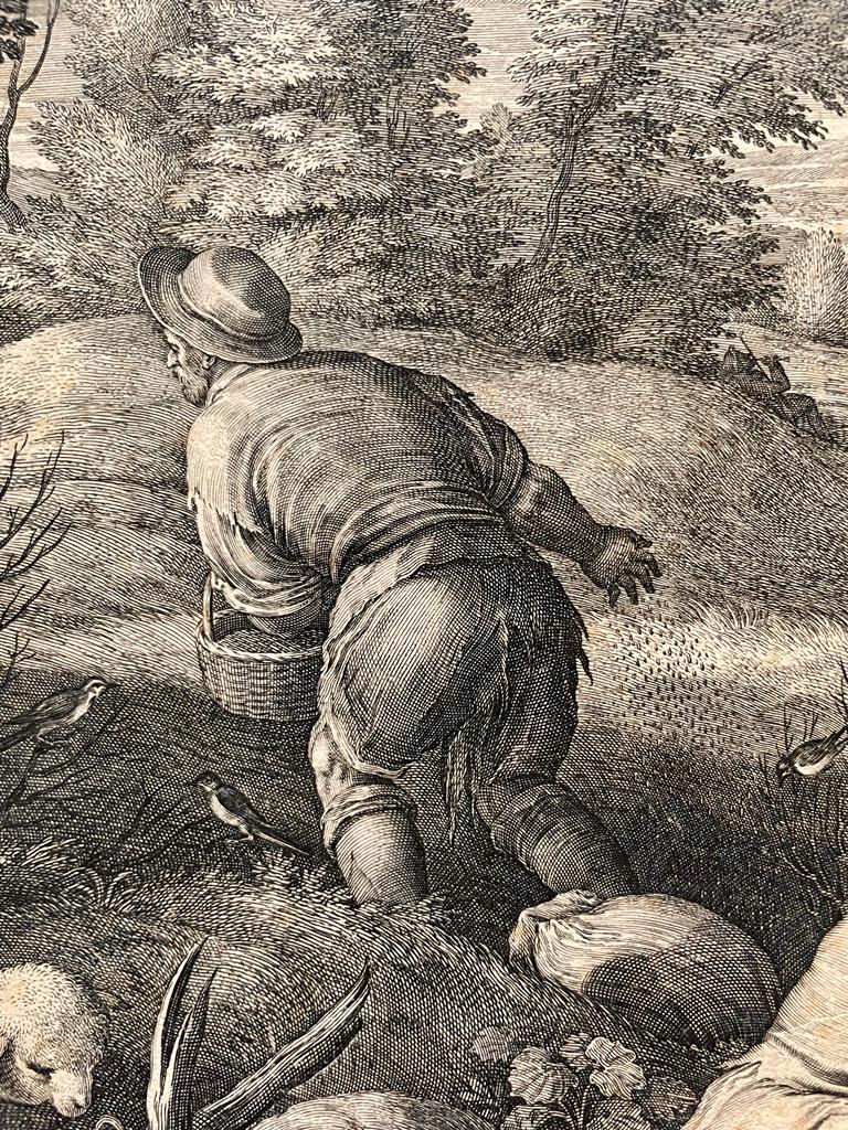 [Antique print, engraving] The little milkmaid, R. Sadeler, published 1601, 1 p.