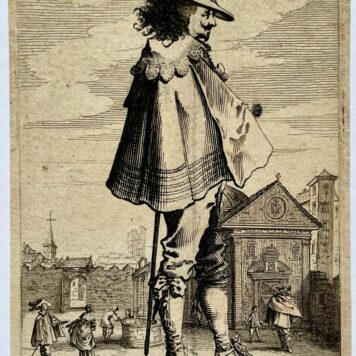 Antique Etching - Standing armed soldiers [set title]: Soldier in right profile before a campo - S. Savery, published before 1678, 1 p.