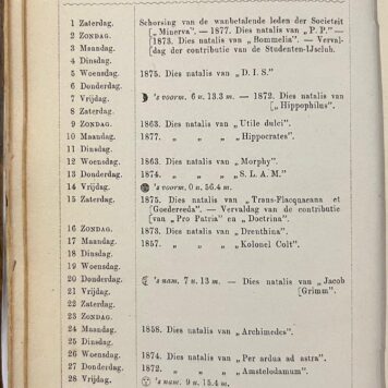 [Leiden] Almanak van het Leidsche Studentencorps voor 1879, Leiden, L. van Nifterik Hz., 359 + 168 [mengelwerk] pp.