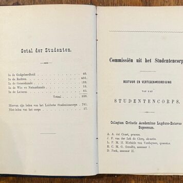 [Leiden] Almanak van het Leidsche Studentencorps voor 1879, Leiden, L. van Nifterik Hz., 359 + 168 [mengelwerk] pp.