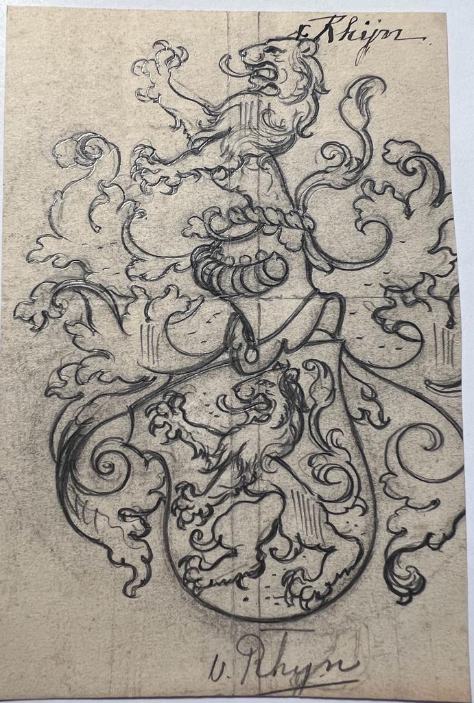 Wapenkaart/Coat of Arms: Van Rhijn, ontwerptekening, preparatory drawing, 1 p.