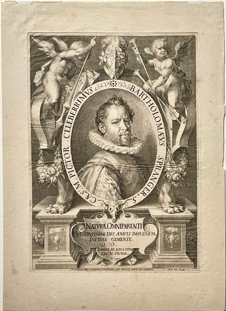 [Antique print, engraving] Portrait of Batholomeus Spranger, J. Muller, published 1597, 1 p.