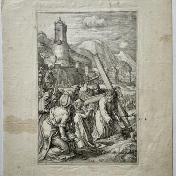 [Antique engraving] Christ carrying the cross (set title: The Passion of Christ, 1596-1598), H. Goltzius, 1 p.