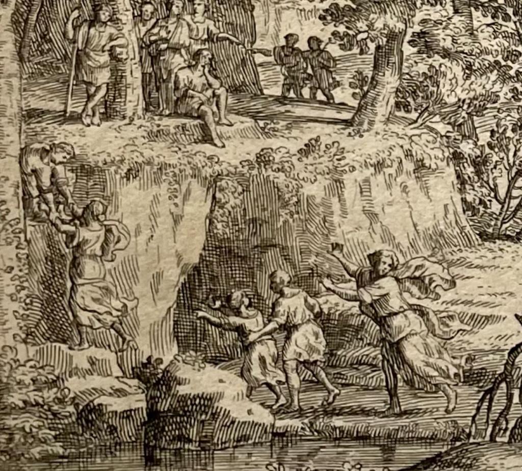 [Antique print, etching] St. George slaying the dragon [or Bellerophon slaying the Chimaera]/Sint Joris en de draak, D. Barriere, 1666, 1 p.
