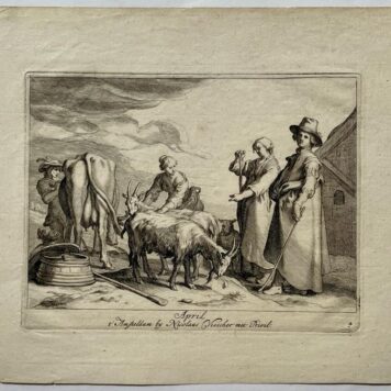 [Antique print, etching and engraving, 17th century] April (series of the twelve months), De maand April, mid 17th century, A. Bloemaert, 1 p.