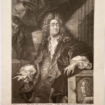 Antique Mezzotint ca 1700 - Portrait of Painter Godfried Schalcken - P. Schenk, published ca 1700, 1 p.