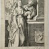 Antique Print, Engraving 1602 - The Unequal Couple - After H. Goltzius, published 1602, 1 p.