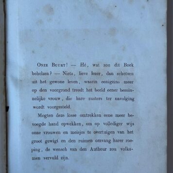[Women Literature 1861, first edition] Onze buurt. Haarlem, Erven F. Bohn, 1861, [4] 328 pp.