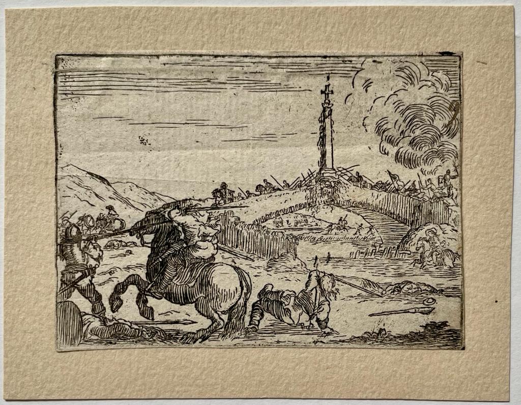 [Antique print, etching] Battle on a bridge, published ca. 1642/47, after Stefano della Bella, 1 p.