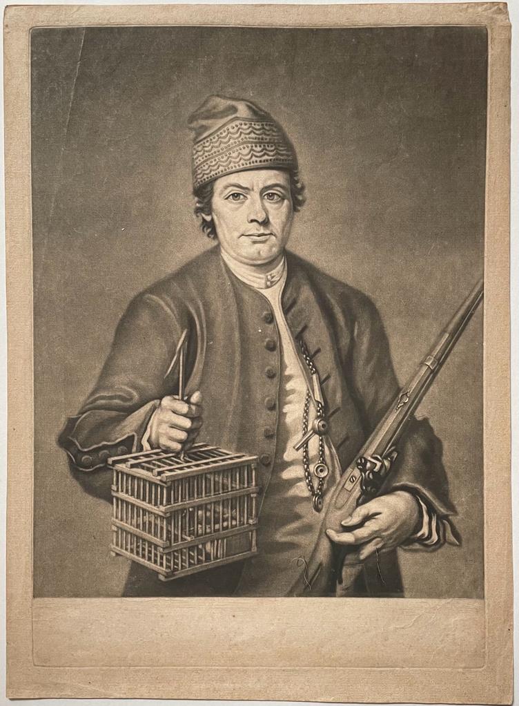 [Antique Mezzotint Print, 1766] The Italian bird catcher (Italiaanse vogelvanger)- T. Jonson, published 1766, 1 p.