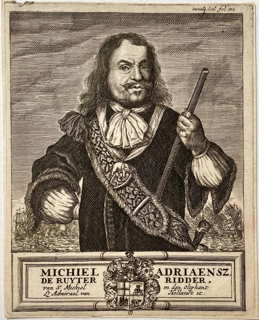 Antique Engraving and Etching, before 1815 - Portrait of Michiel de Ruyter (1607-1676) - R. Vinkeles, published before 1815, 1 p.