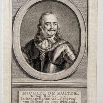 Antique Engraving, before 1780 - Portrait of Michiel de Ruyter (1607-1676) - J. Houbraken, published before 1780, 1 p.