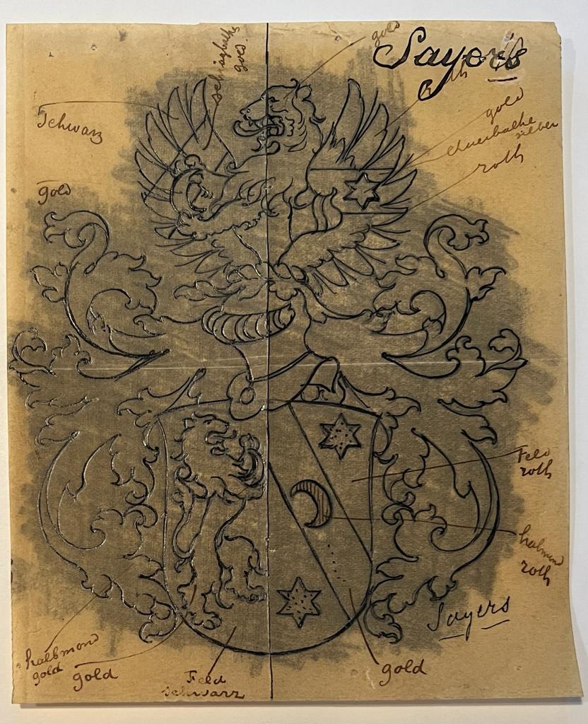 Wapenkaart/Coat of Arms: Sayers (Saijers), ontwerptekening, preparatory drawing, 1 p.