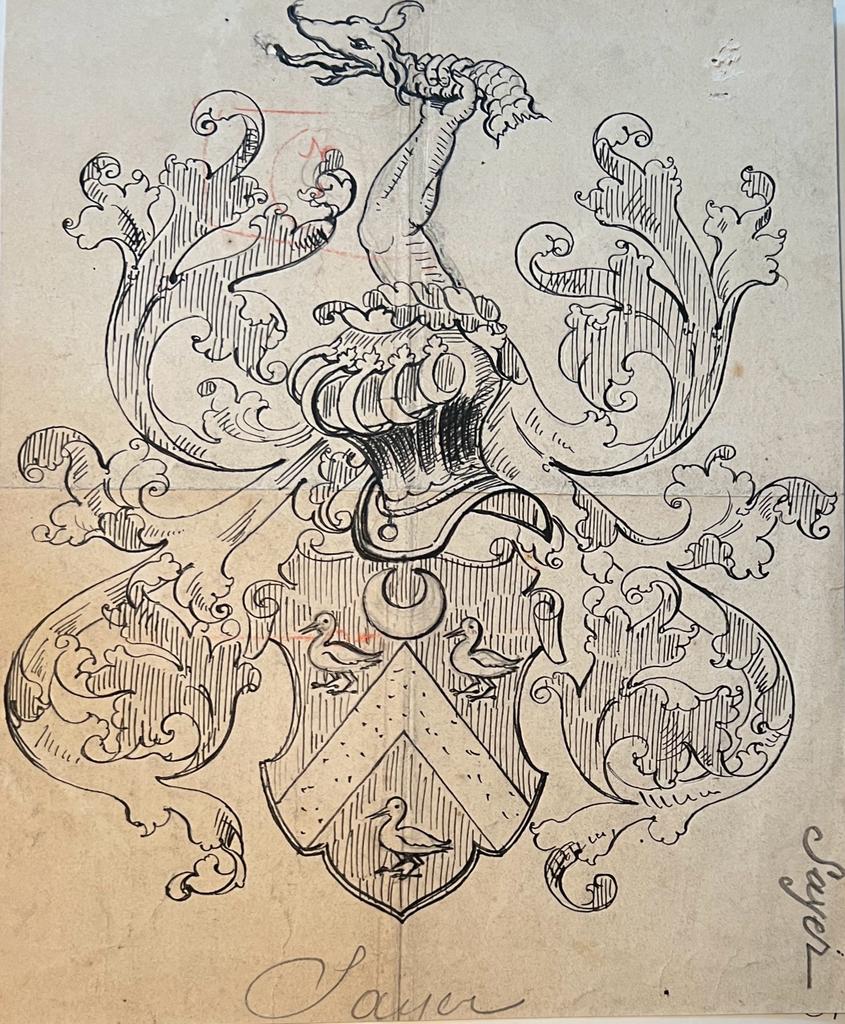 Wapenkaart/Coat of Arms: Sayer (Saijer), tekening, drawing, 1 p.
