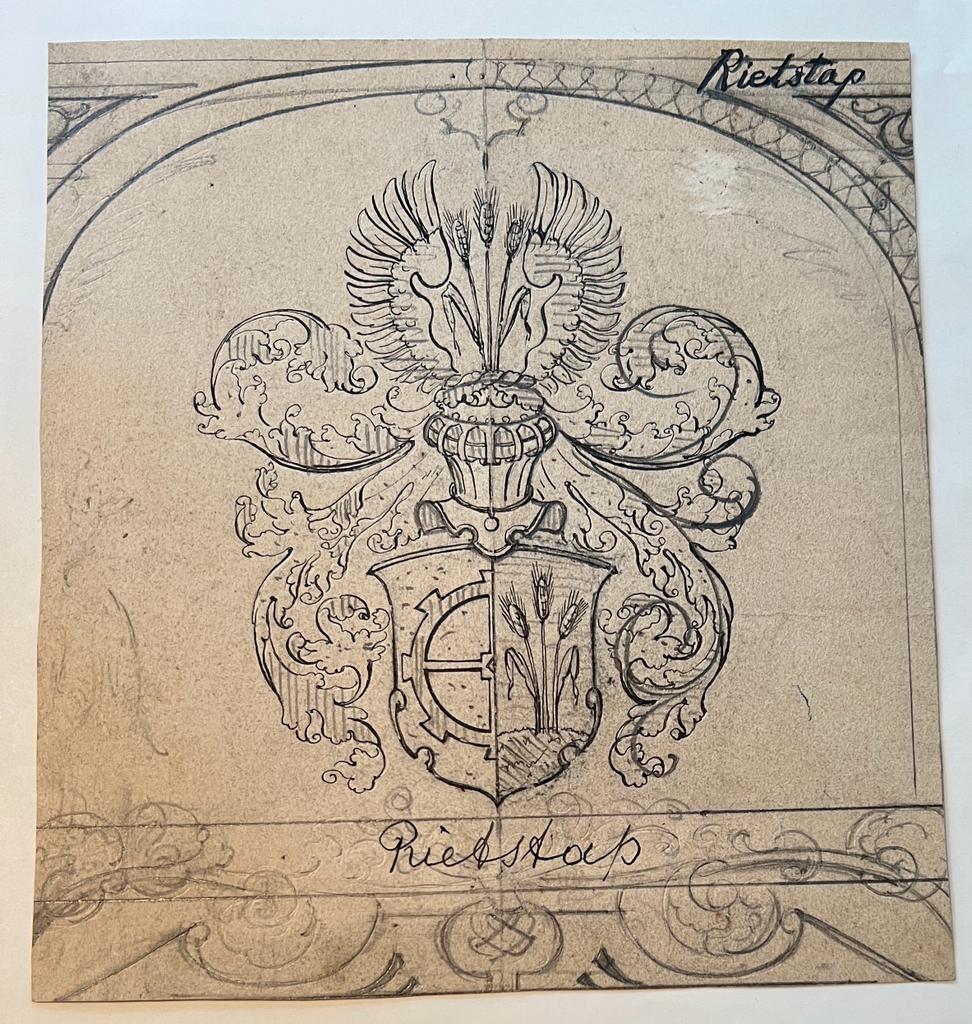 Wapenkaart/Coat of Arms: Original preparatory drawing of Rietstap Coat of Arms/Family Crest, 1 p.