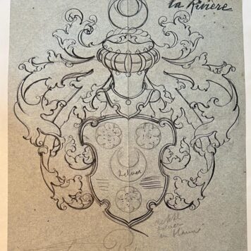 Wapenkaart/Coat of Arms: Original preparatory drawing of La Rivière (Riviere) Coat of Arms/Family Crest, 1 p.