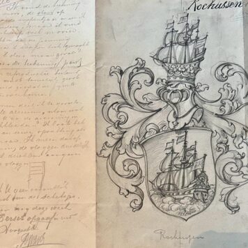 Wapenkaart/Coat of Arms: Original preparatory drawing of Rochussen Coat of Arms/Family Crest, 1 p.