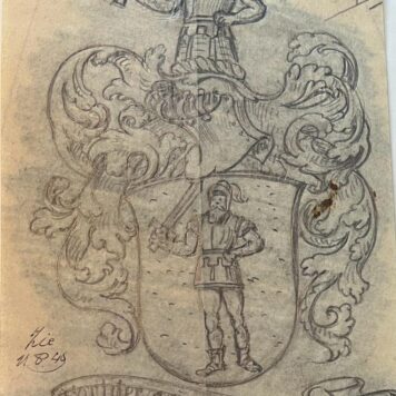 Wapenkaart/Coat of Arms: Original preparatory drawing of Römer Coat of Arms/Family Crest with printed coat or arms, 1 p.