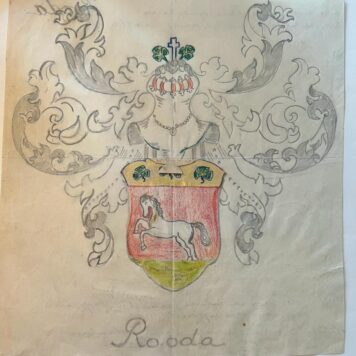 Wapenkaart/Coat of Arms: Original preparatory drawing of Rooda Coat of Arms/Family Crest, 1 p.