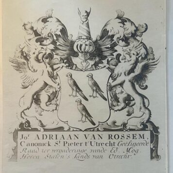 Wapenkaart/Coat of Arms: Original preparatory drawing of van Rossem Coat of Arms/Family Crest, 1 p.
