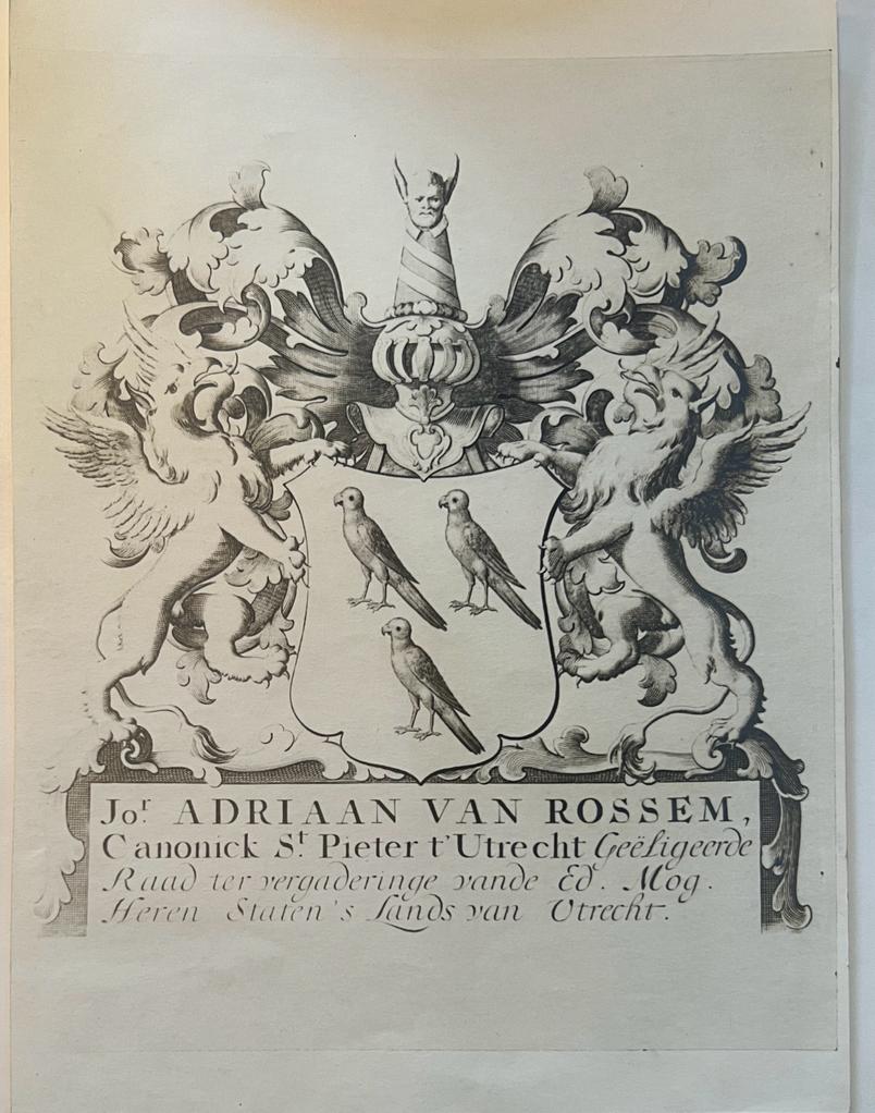 Wapenkaart/Coat of Arms: Original preparatory drawing of van Rossem Coat of Arms/Family Crest, 1 p.