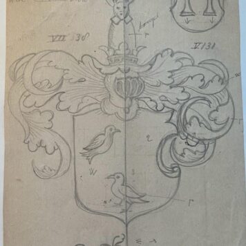 Wapenkaart/Coat of Arms: Original preparatory drawing of van Rossum Redele Coat of Arms/Family Crest, 1 p.