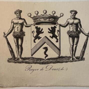 Wapenkaart/Coat of Arms: Original preparatory drawing of the Royer Coat of Arms/Family Crest with printed coat of arms, 2 pp.