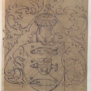 Wapenkaart/Coat of Arms: Original preparatory drawing of the Ruyssenaers Coat of Arms/Family Crest, 1 p.