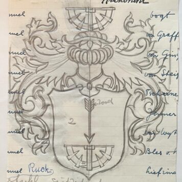 Wapenkaart/Coat of Arms: Original preparatory drawing of the Ruckstuhl Coat of Arms/Family Crest, 1 p.