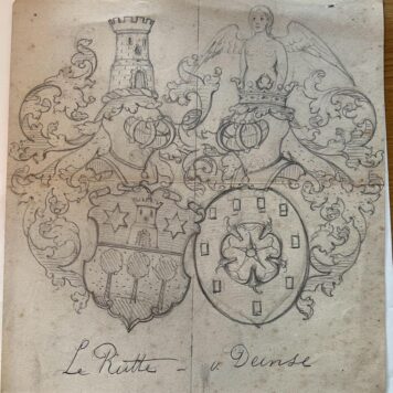 Wapenkaart/Coat of Arms: Original preparatory drawing of the Le Rutte van Deinse Coat of Arms/Family Crest, 1 p.