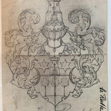 Wapenkaart/Coat of Arms: Original preparatory drawing of the Le Rutte Coat of Arms/Family Crest, 1 p.