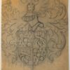 Wapenkaart/Coat of Arms: Original preparatory drawing of the Pels Rycken (Rijcken) Coat of Arms/Family Crest, together with printed coloured coat of arms, 2 pp.