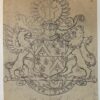 Wapenkaart/Coat of Arms: Original preparatory drawing of the Van Westervelt Sandberg Coat of Arms/Family Crest together with printed coloured coat of arms, 2 pp.