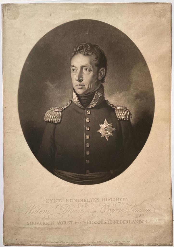 [Antique print, mezzotint] Portrait of king Willem I Frederik (koning der Nederlanden), published 1814, 1 p.