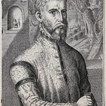 [Antique print, etching and engraving] Henrico Blesio: Painter Henri (Herri) met de Bles (Pictorum aliquot celebrium, praecipué Germaniæ Inferioris, effigies; series title), published 1618, 1 p.
