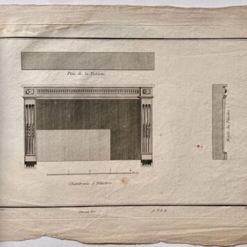 [Antique set of prints, etching] Xe Cahier K. Chambranles de cheminées (open haarden), published ca. 1775/1789, 6 pp.