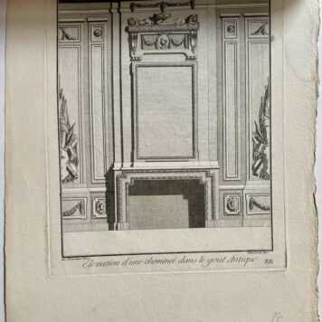 [Antique prints, etching and engraving, design] Elevation d'une chemineé dans le gout Antique (open haarden), published ca. 1780, 4 pp.
