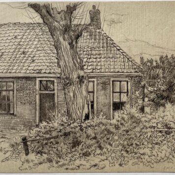 Antique drawing, ca 1940 - A farm in 't Gooi, The Netherlands by Leendert Prins