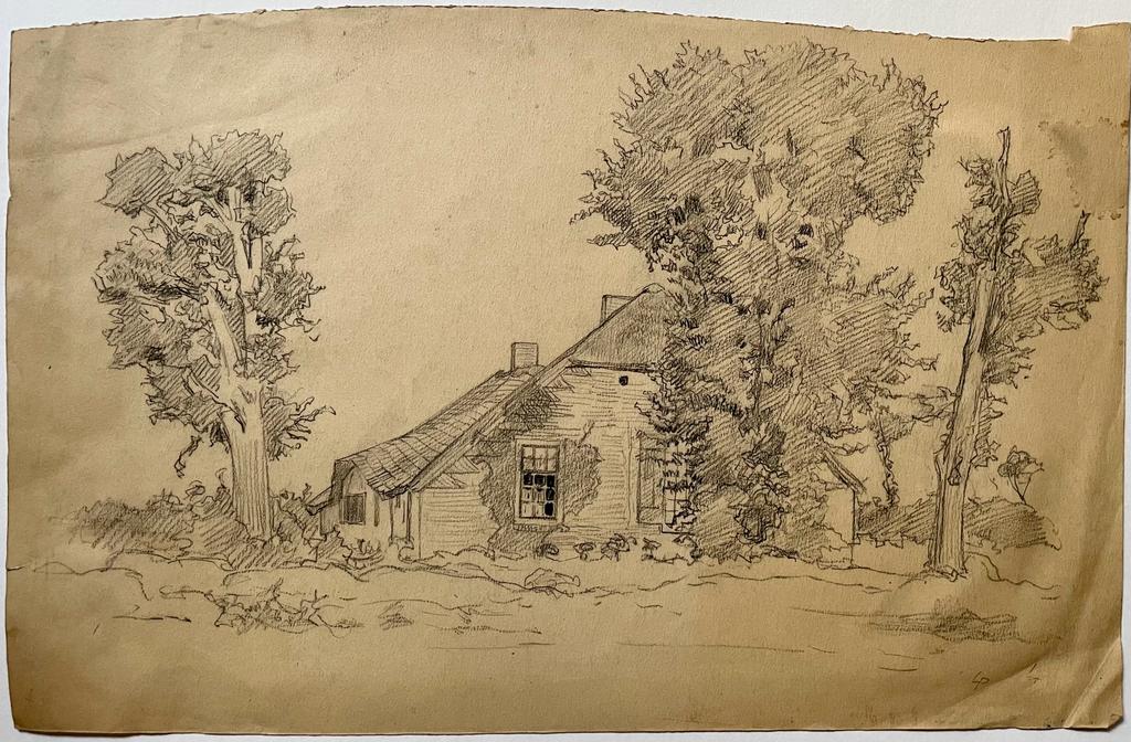 [Modern drawing, black chalk] A farm (een boerderij), ca. 1920-1940, 1 p.